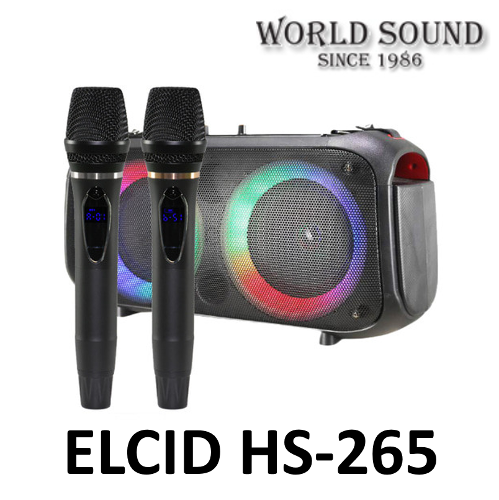 ELCID HS-265 충전식 블루투스 스피커 무선마이크 2개 힐링사운드
