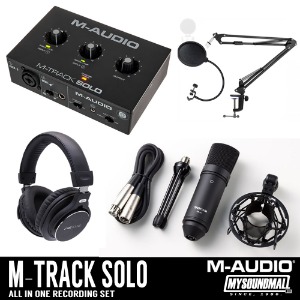 M-Audio M-Track Solo 레코딩팩 + Tascam TM-80 컨덴서마이크 + J:ME JP-2N 모니터헤드폰 + 굴절마이크 스탠드 + 팝필터